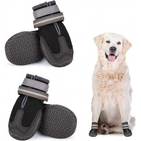Dog Shoes for Hot Pavement, Mesh Dog Boots with Rugged Anti-Slip Sole, Summer Dog Booties Breathable Durable with Adjustable &