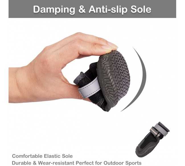 Dog Shoes for Hot Pavement, Mesh Dog Boots with Rugged Anti-Slip Sole, Summer Dog Booties Breathable Durable with Adjustable &