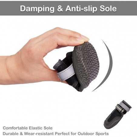 Dog Shoes for Hot Pavement, Mesh Dog Boots with Rugged Anti-Slip Sole, Summer Dog Booties Breathable Durable with Adjustable &