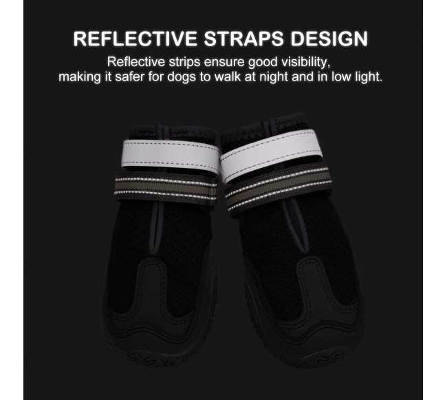 Dog Shoes for Hot Pavement, Mesh Dog Boots with Rugged Anti-Slip Sole, Summer Dog Booties Breathable Durable with Adjustable &